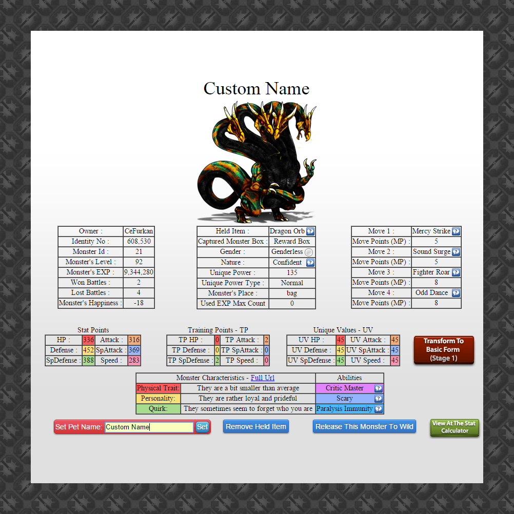 Stat Calculator  Pokemon MMO 3D WIKI